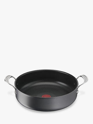 Jamie Oliver by Tefal Hard Anodised Aluminium Non-Stick Shallow Casserole with Glass Lid, 30cm