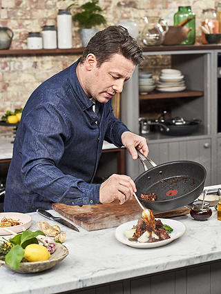 Jamie Oliver by Tefal Hard Anodised Aluminium Non-Stick Saucepan with Glass Lid, 18cm