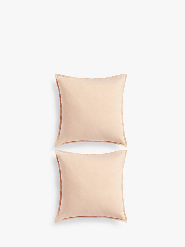 John Lewis ANYDAY Washed Linen Cushion Covers, Pack of 2, Plaster Pink