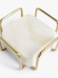 John Lewis Square Marble Coasters & Stainless Steel Stand, Set of 4, White/Gold