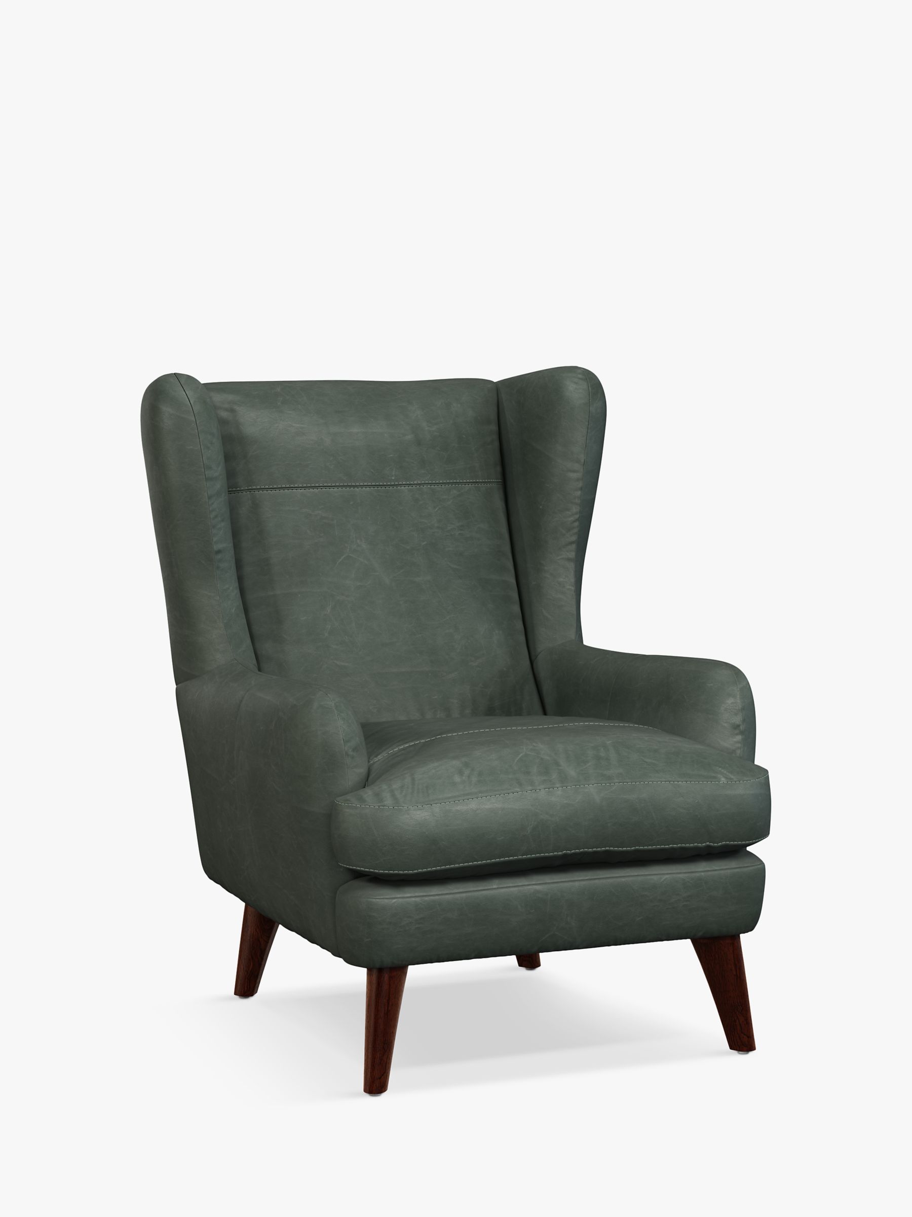 John Lewis Bergen Leather Armchair, Dark Leg, Sellvagio Green