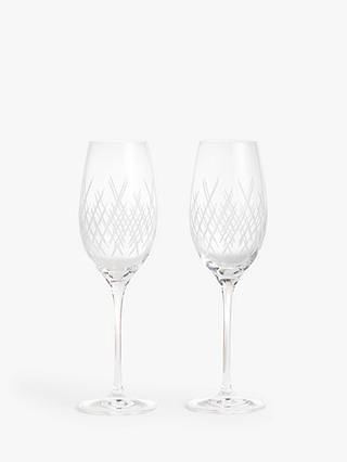 John Lewis Pimlico Cut Crystal Glass Flutes, Set of 2, 289ml, Clear