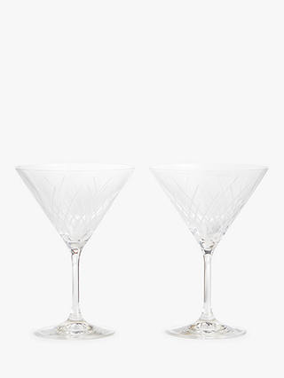 John Lewis & Partners Pimlico Cut Crystal Martini Cocktail Glass, Set of 2, 350ml, Clear