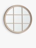 John Lewis Round Wood Frame Window Wall Mirror, 90cm, Taupe