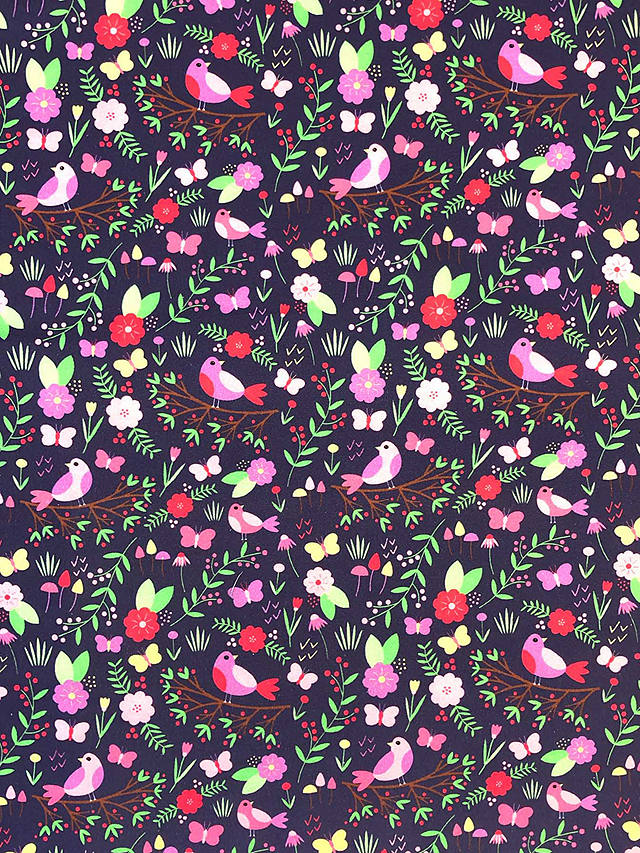 Visage Textiles Floral Bird Print Fabric, 2m, Purple