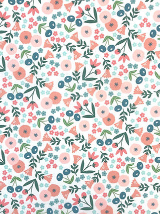 Visage Textiles Spring Flowers Print Fabric, 2m, White