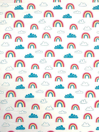 Visage Textiles Rainbows and Clouds Print Craft Fabric, 2M, White/Multi