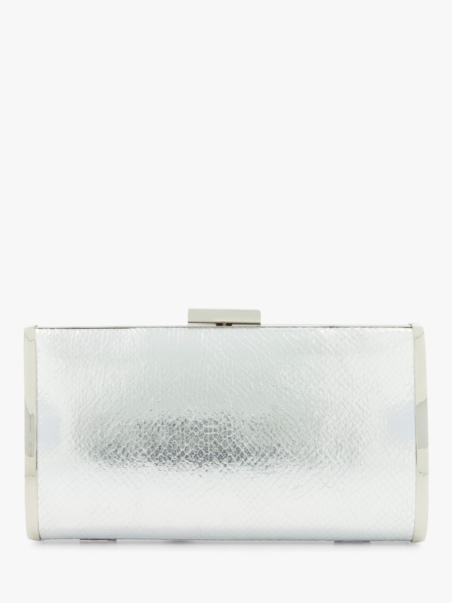 Dune Blaike Hard Case Clutch Bag, Silver at John Lewis & Partners