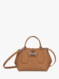 Longchamp Roseau Small Leather Top Handle Bag, Natural