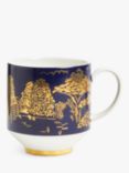 John Lewis Willow Landscape Fine China Mugs, Set of 2, 400ml, White/Navy