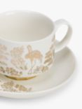John Lewis Willow Landscape Fine China Cup & Saucer, 275ml, White/Gold