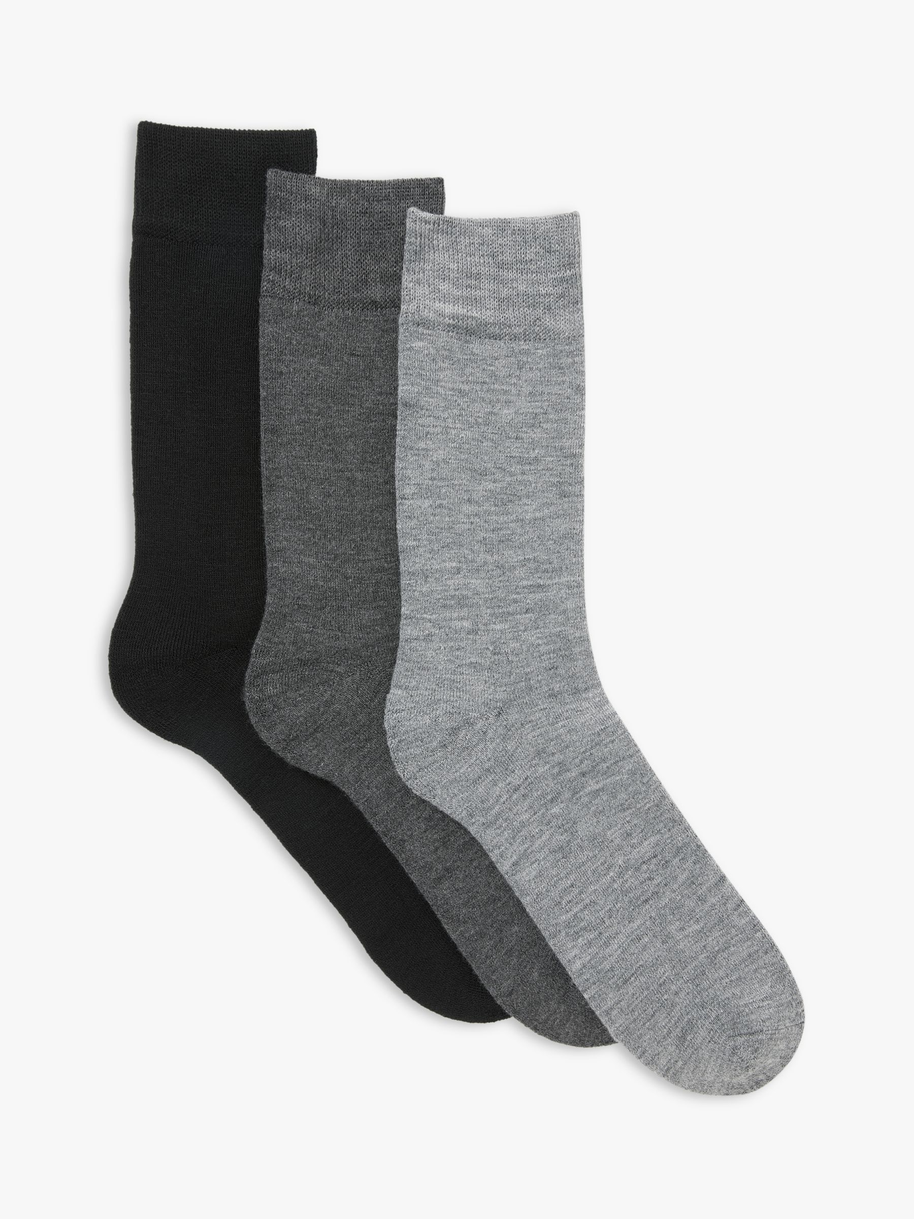 John Lewis Thermal Wool Blend Socks, Pack of 3, One Size, Black ...