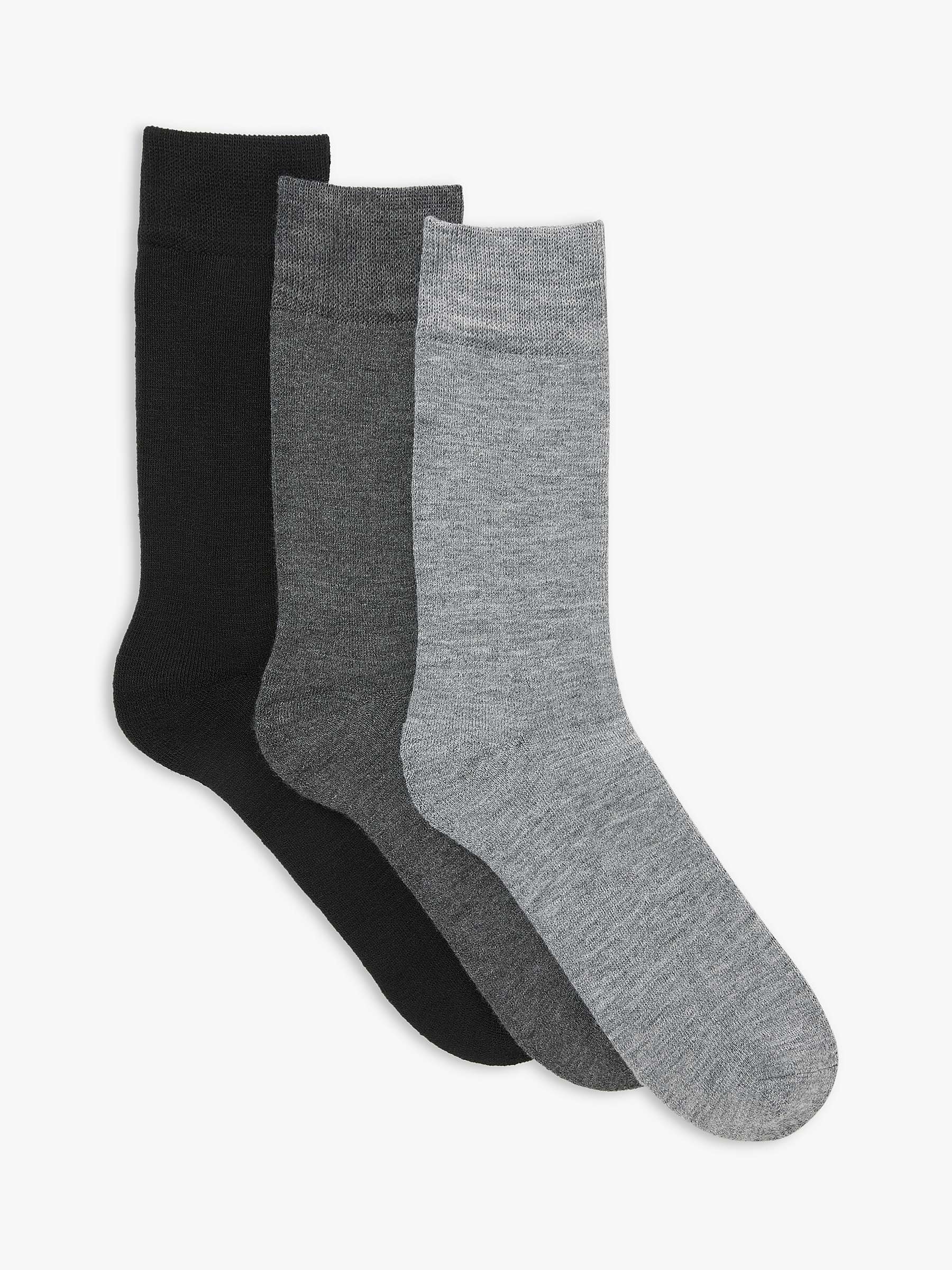 Buy John Lewis Thermal Wool Blend Socks, Pack of 3, One Size, Black/Charcoal/Grey Online at johnlewis.com