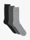 John Lewis Thermal Wool Blend Socks, Pack of 3, One Size, Black/Charcoal/Grey