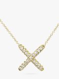 London Road 9ct Gold Portobello Geo Diamond Kiss Pendant Necklace, Yellow Gold