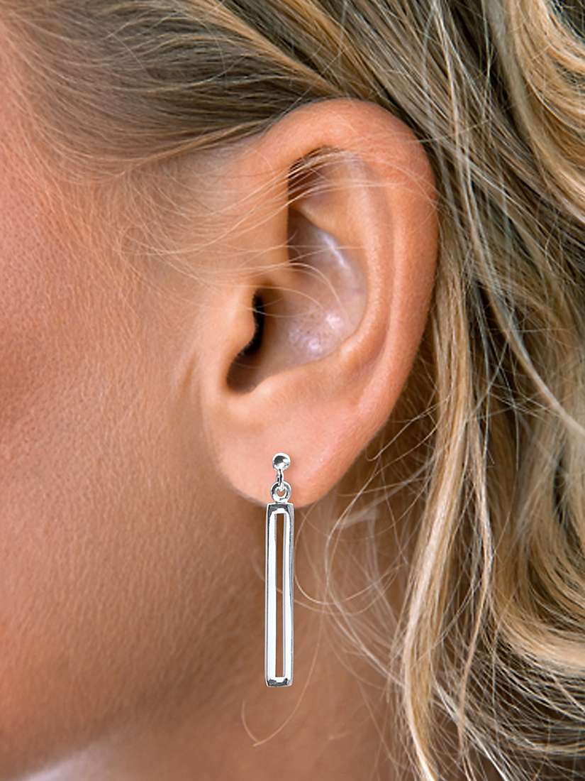 Buy Nina B Rectangular Drop Earrings, Silver Online at johnlewis.com