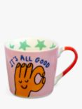 Eleanor Bowmer 'It's All Good' Stars Bone China Mug, 300ml, Pink