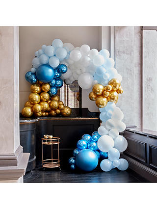 Ginger Ray Large Party Balloon Arch, Gold/Blue/White