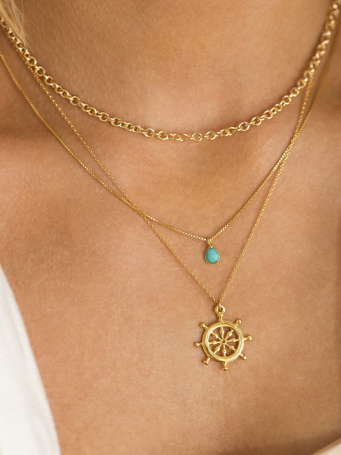 Leah Alexandra Sofia Turquoise Pendant Necklace, Gold/Blue at John