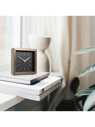 Thomas Kent Square Wood-Effect Analogue Mantel Clock, 14cm, Graphite/Taupe