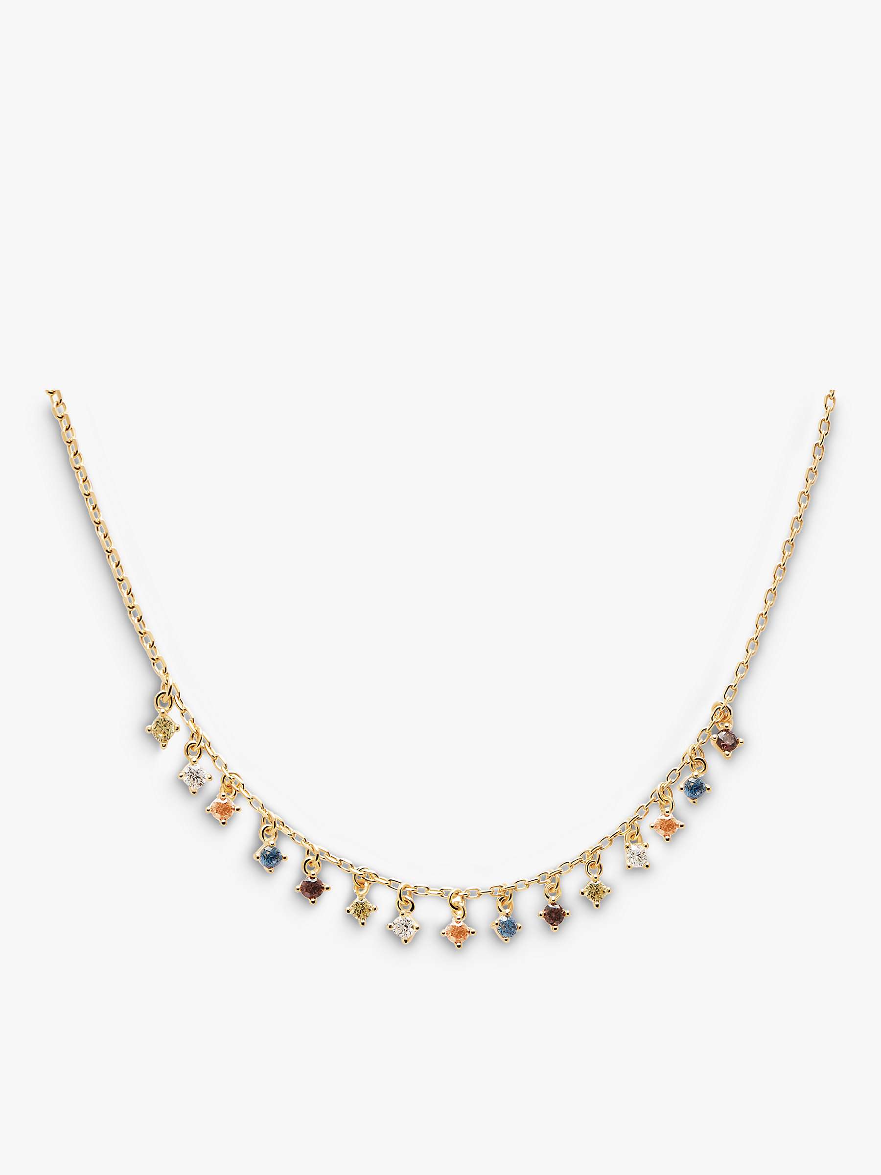 Buy PDPAOLA Cubic Zirconia Charm Drop Chain Necklace, Gold/Multi Online at johnlewis.com