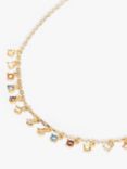PDPAOLA Cubic Zirconia Charm Drop Chain Necklace, Gold/Multi