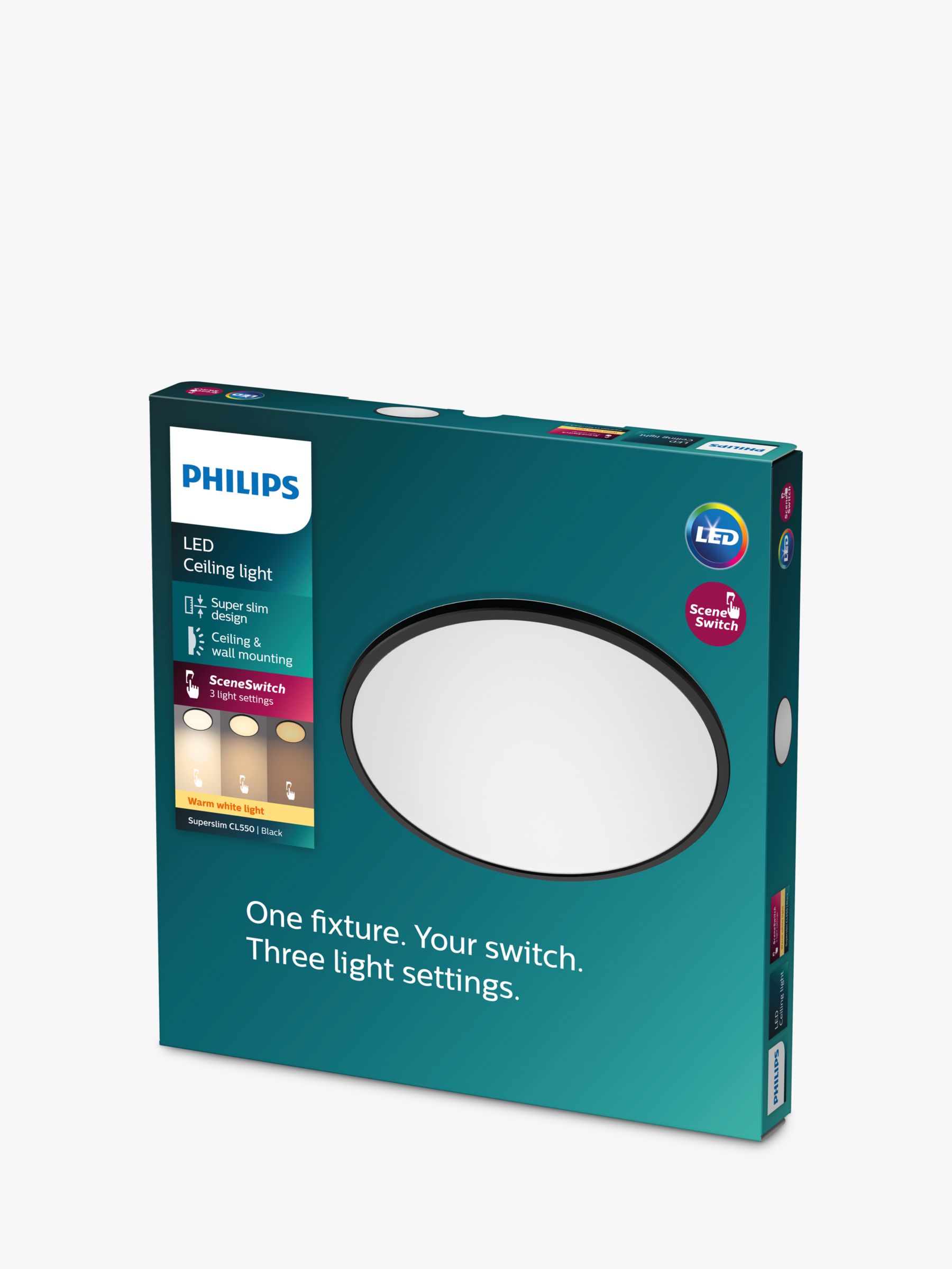 Voetzool Boodschapper progressief Philips Super Slim CL550 LED Ceiling Light, Black