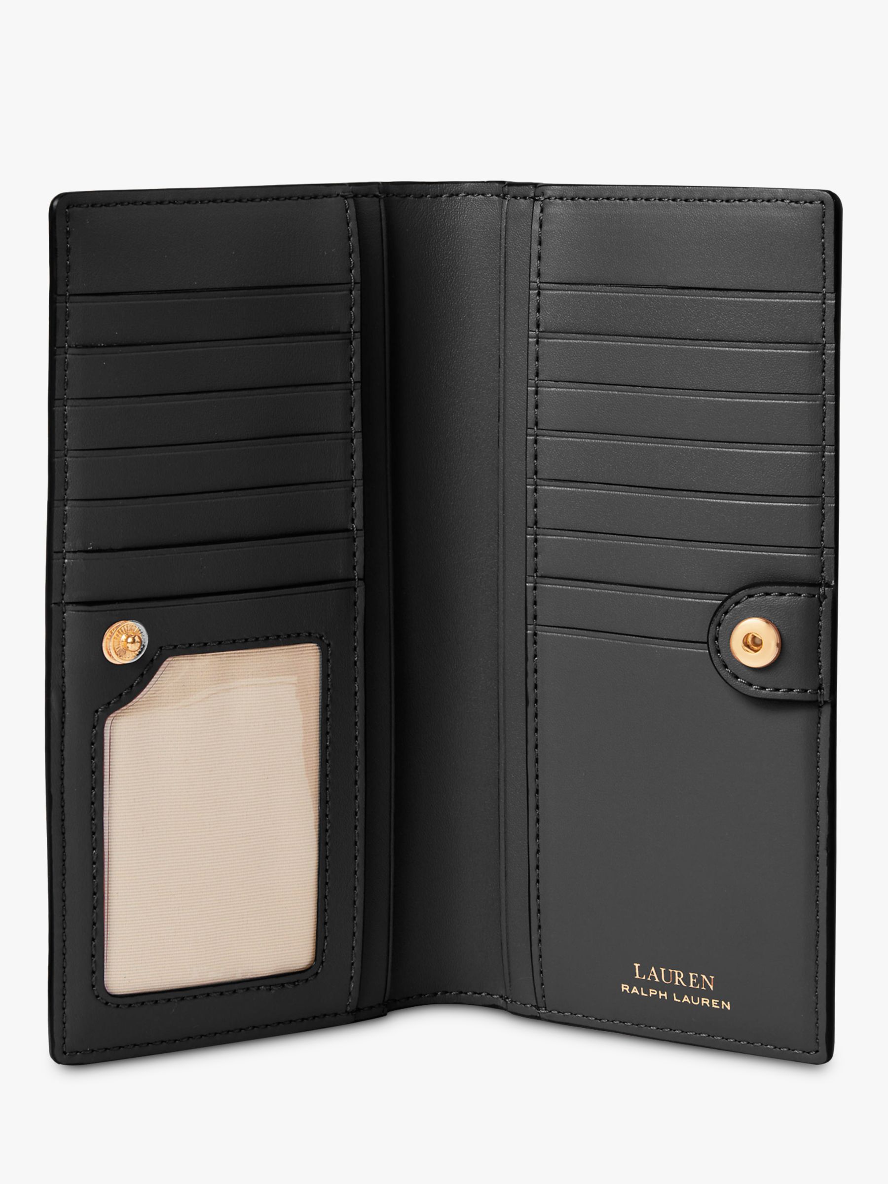 Lauren Ralph Lauren Slim Cross Hatch Leather Bi-Fold Wallet, Black at ...