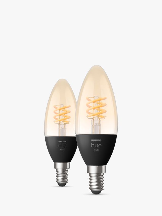 Philips Hue White 4.5W E14 LED Single Filament Dimmable Smart Bulbs with  Bluetooth, Set of 2