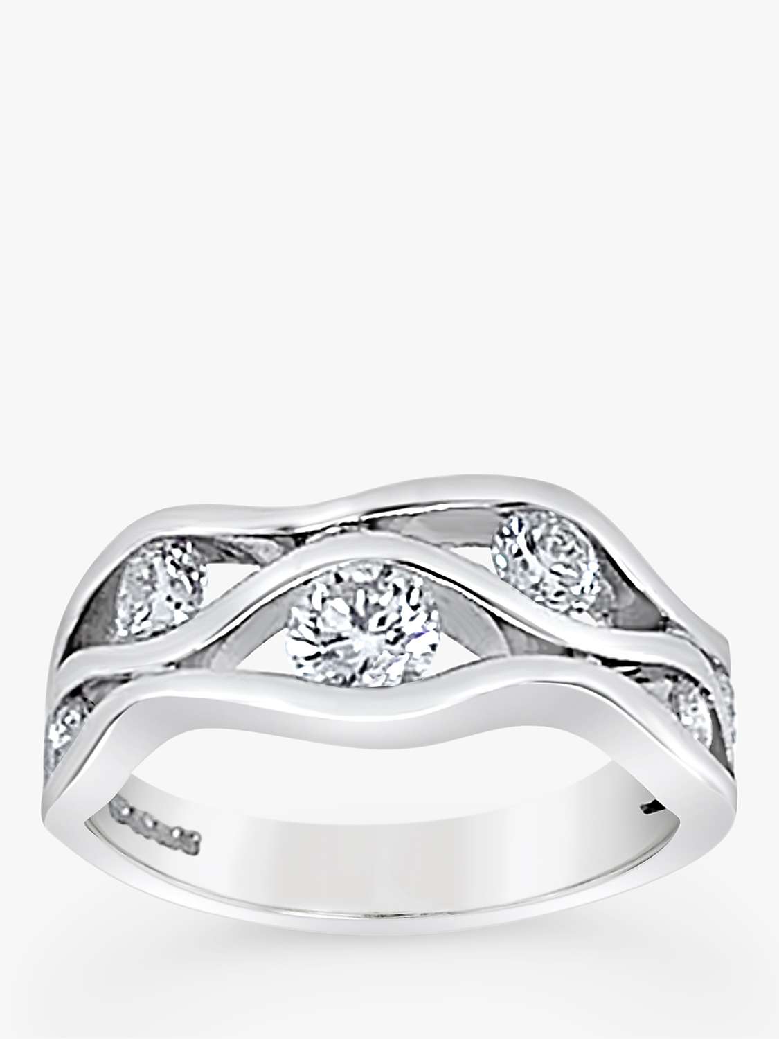 Buy Milton & Humble Jewellery 18ct White Gold Second Hand Diamond Wave Band Ring Online at johnlewis.com