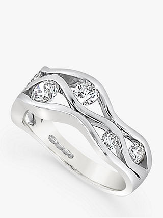 Milton & Humble Jewellery 18ct White Gold Second Hand Diamond Wave Band Ring