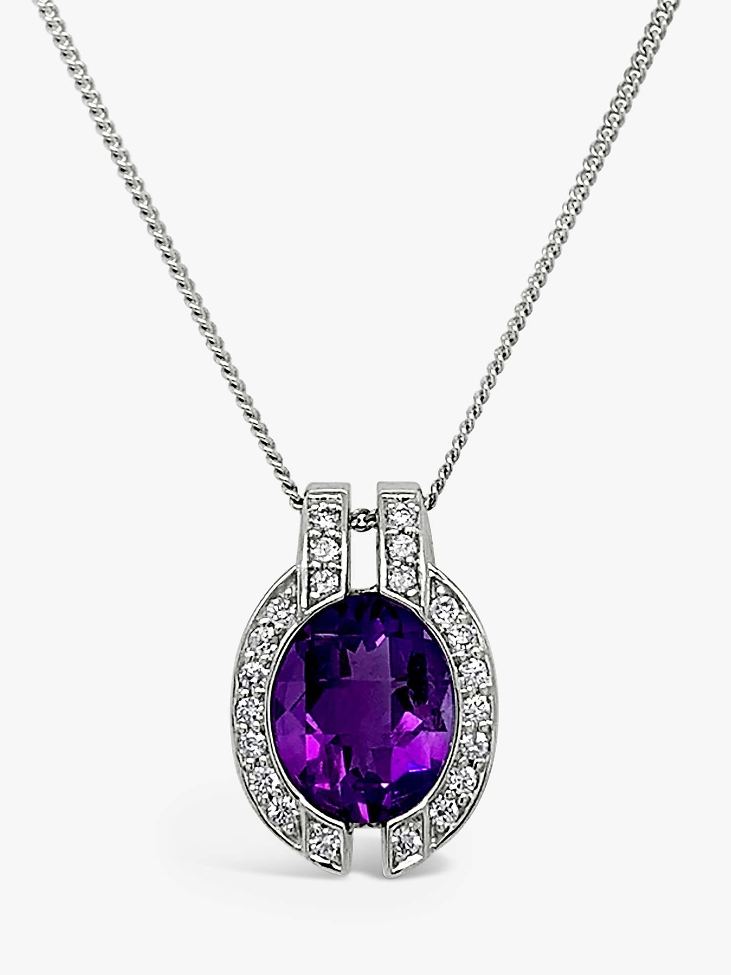 Buy Milton & Humble Jewellery 18ct White Gold Second Hand Amethyst Pendant Necklace Online at johnlewis.com