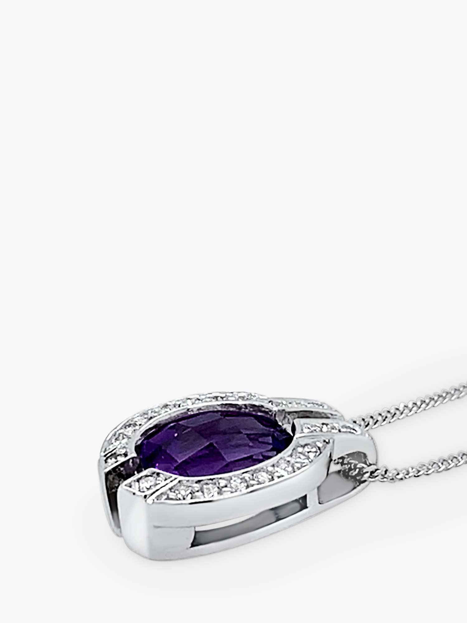 Buy Milton & Humble Jewellery 18ct White Gold Second Hand Amethyst Pendant Necklace Online at johnlewis.com