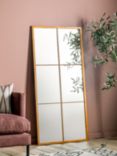John Lewis & Partners Window Pane Metal Rectangular Frame Wall Mirror, 150 x 75cm, Gold