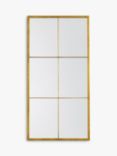 John Lewis Window Pane Metal Rectangular Frame Wall Mirror, 150 x 75cm, Gold