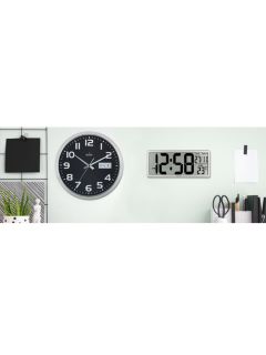 Acctim Datekeeper LCD Digital Wall Alarm Clock, Silver