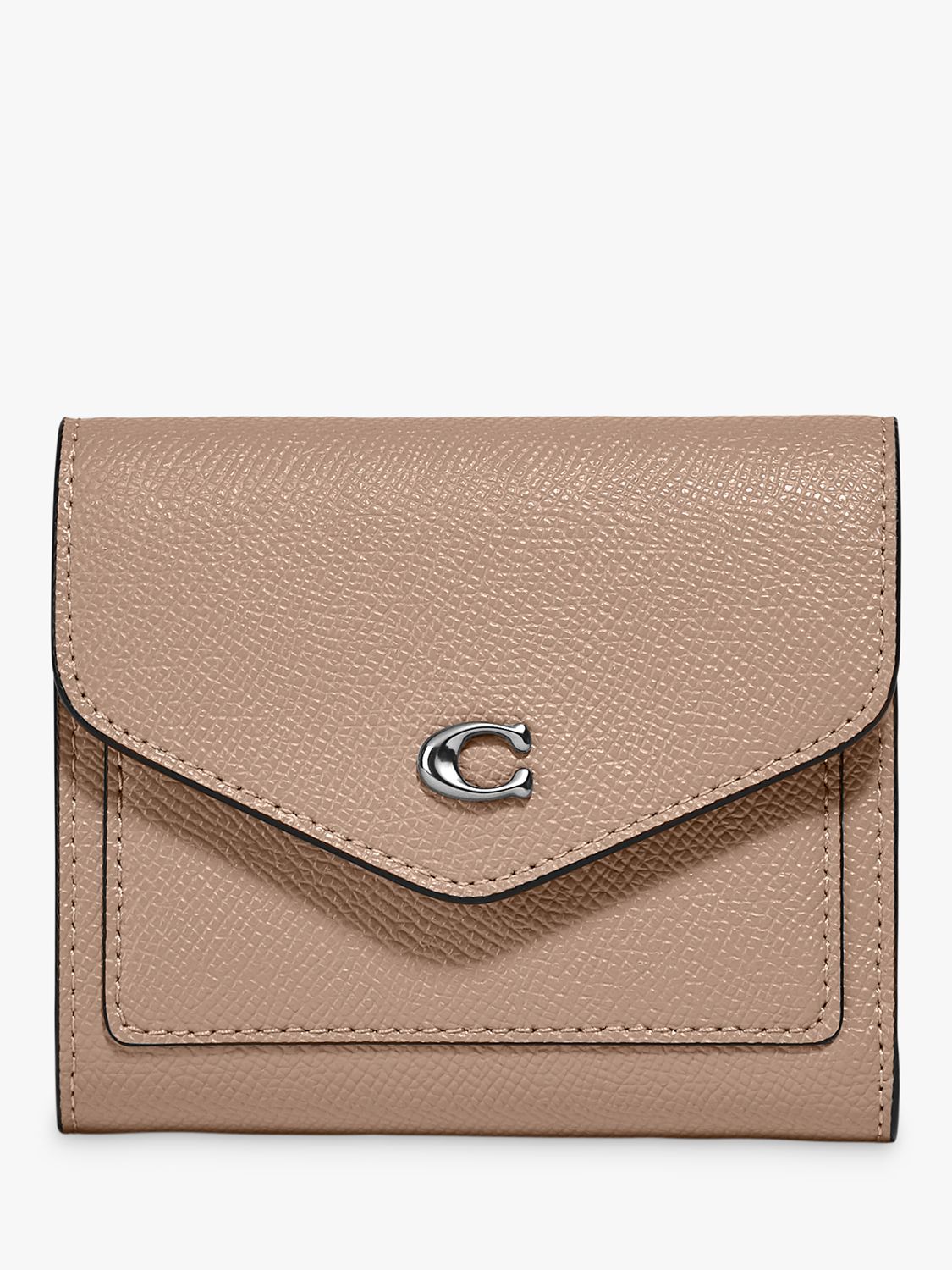 Coach Wyn Small Leather Envelope Purse, Taupe at John Lewis & Partners
