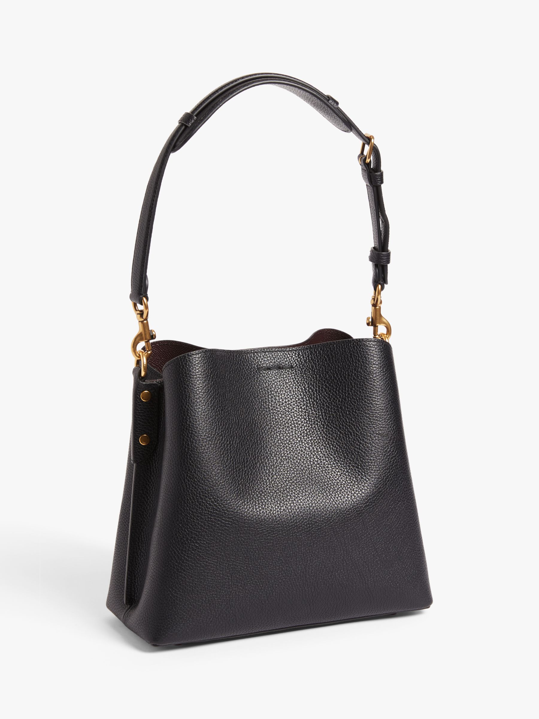 Coach Willow Leather Bucket Bag, Black at John Lewis & Partners
