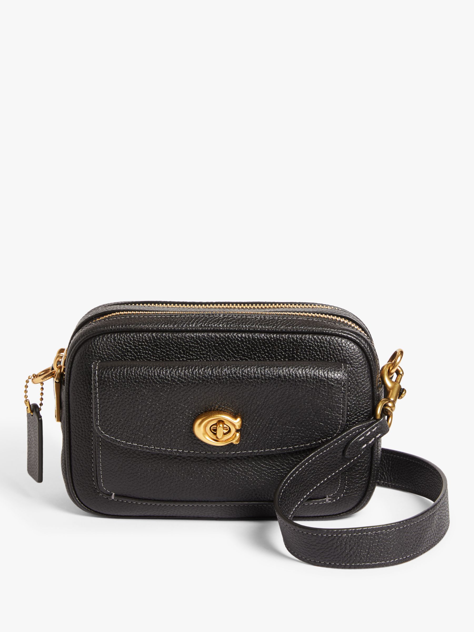 Coach Willow Leather Camera Bag, Black at John Lewis & Partners