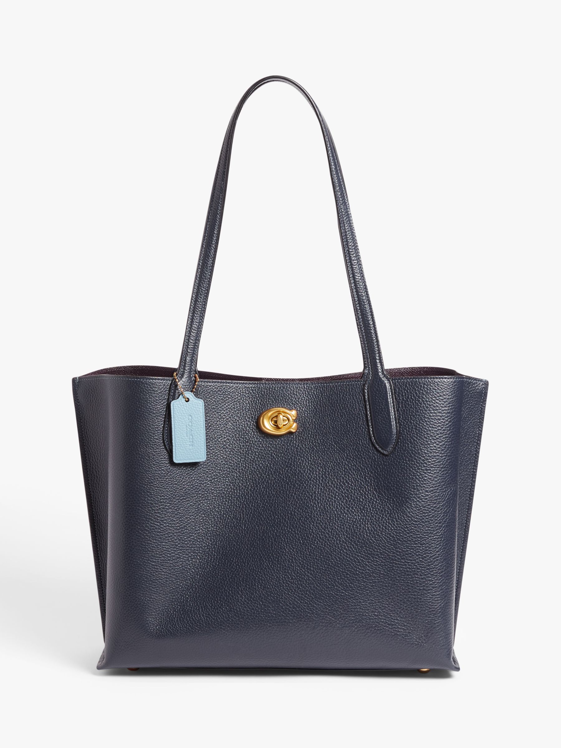 Coach Willow Leather Tote Bag, Navy at John Lewis & Partners