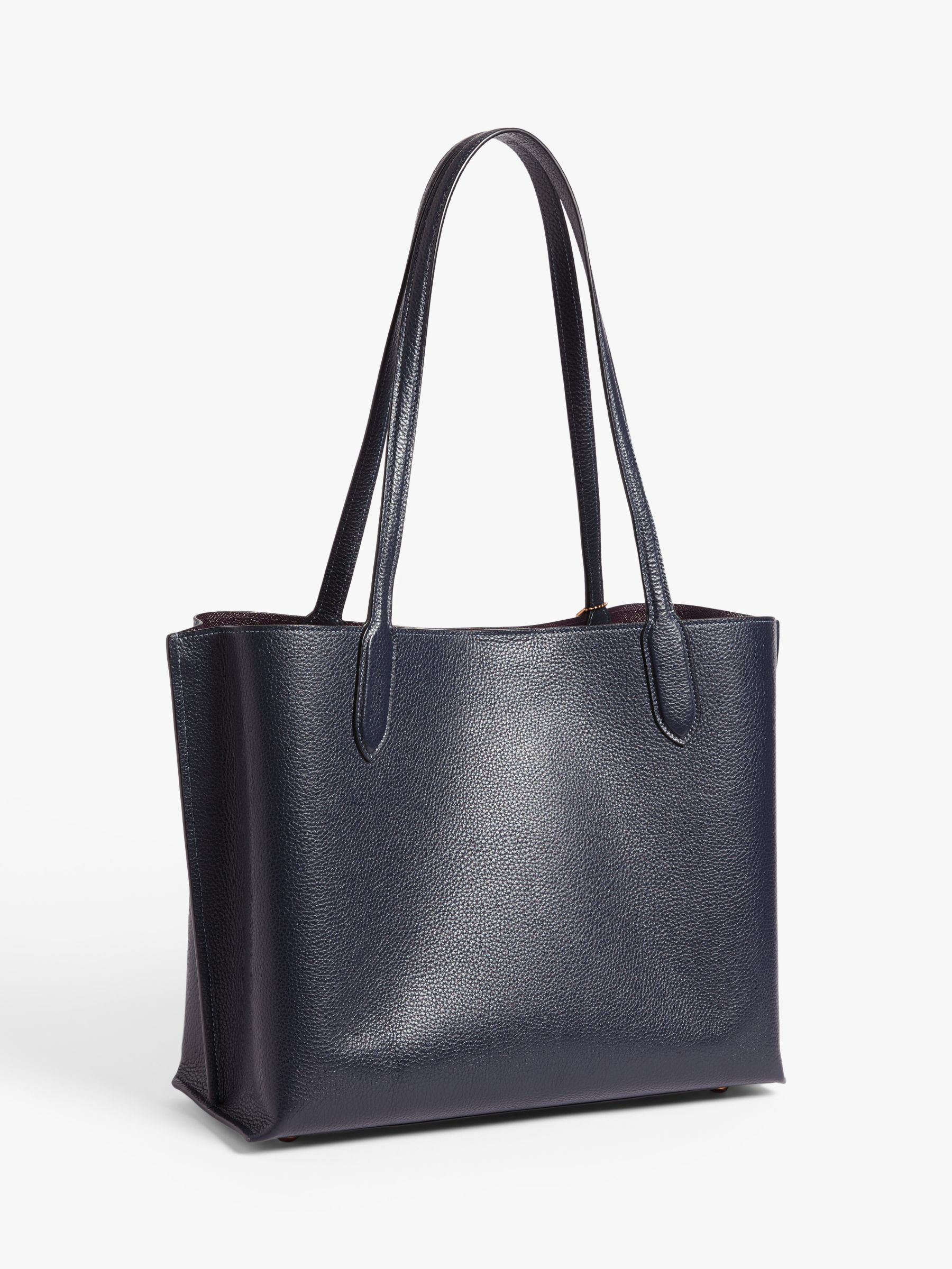 Coach Willow Leather Tote Bag, Navy at John Lewis & Partners