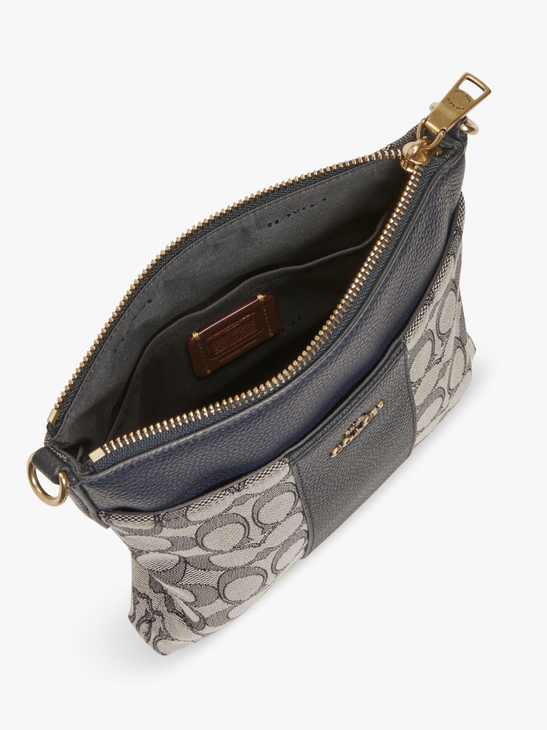 Coach Kitt Signature Jacquard Cross Body Bag, Navy at John Lewis & Partners