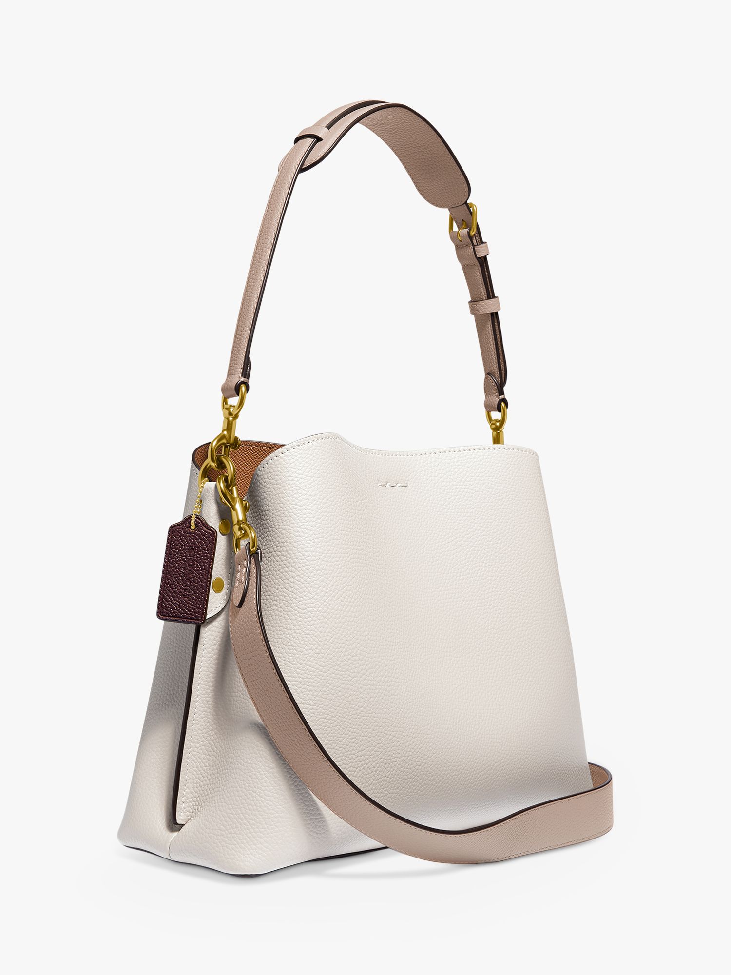 Coach Willow Leather Shoulder Bag, Chalk at John Lewis & Partners