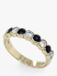 VF Jewellery 18ct Yellow Gold Second Hand Diamond and Sapphire Half Eternity Ring, Dated Circa 2000s