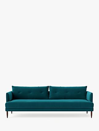 Kalmar Range, Swoon Kalmar Large 3 Seater Sofa, Dark Leg, Kingfisher Velvet