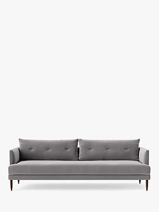 Kalmar Range, Swoon Kalmar Large 3 Seater Sofa, Dark Leg, Silver Grey Velvet