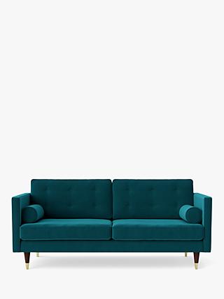 Porto Range, Swoon Porto Medium 2 Seater Sofa, Dark Leg, Kingfisher Velvet