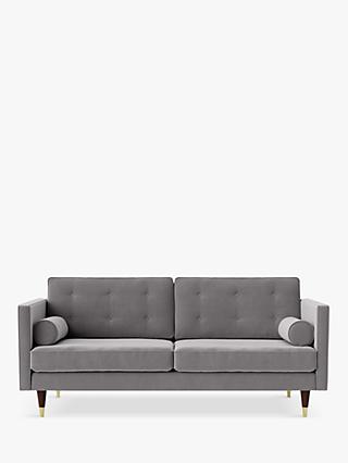 Porto Range, Swoon Porto Medium 2 Seater Sofa, Dark Leg, Silver Grey Velvet