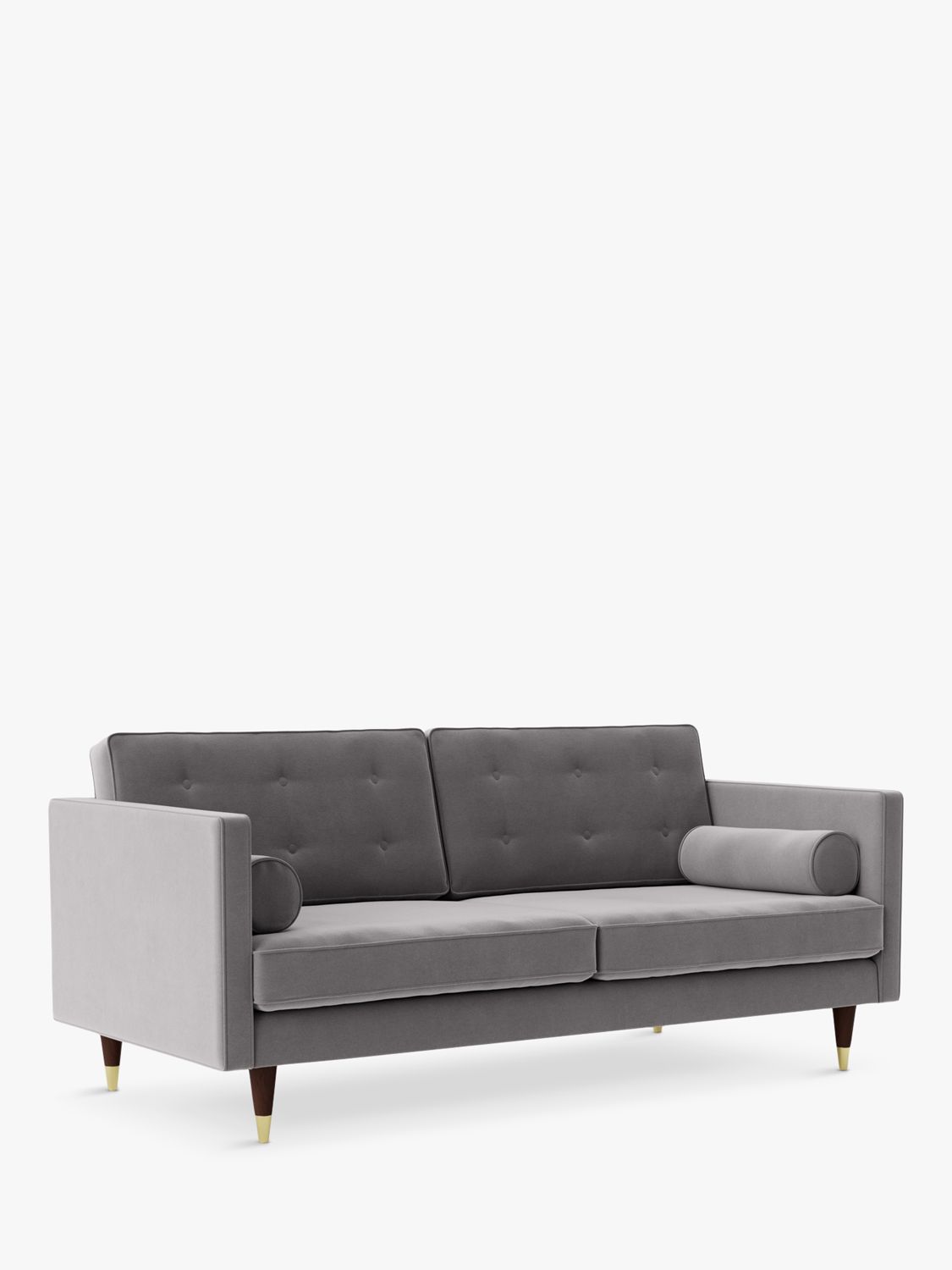Swoon Porto Medium 2 Seater Sofa, Dark Leg, Silver Grey Velvet at John ...