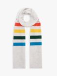 John Lewis & Partners Rainbow Stripe Cashmere Scarf, Grey/Rainbow